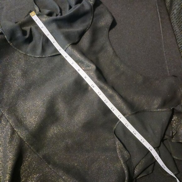 NEW H by Halston, Size 8, Black & Gold Shimmer Mini Dress with Open Tie Back - Picture 10 of 12